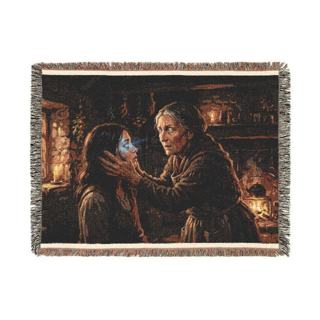 Candlelit Study Woven Blanket — Gothic Occult Reading Throw