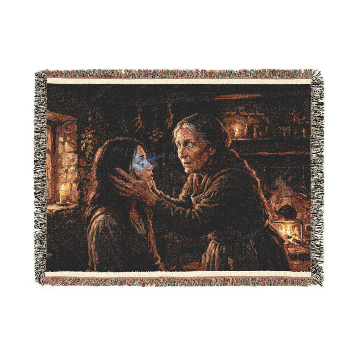 Candlelit Study Woven Blanket — Gothic Occult Reading Throw