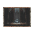 Gothic Cathedral Scene Woven Blanket — Moody Dark Interior Throw