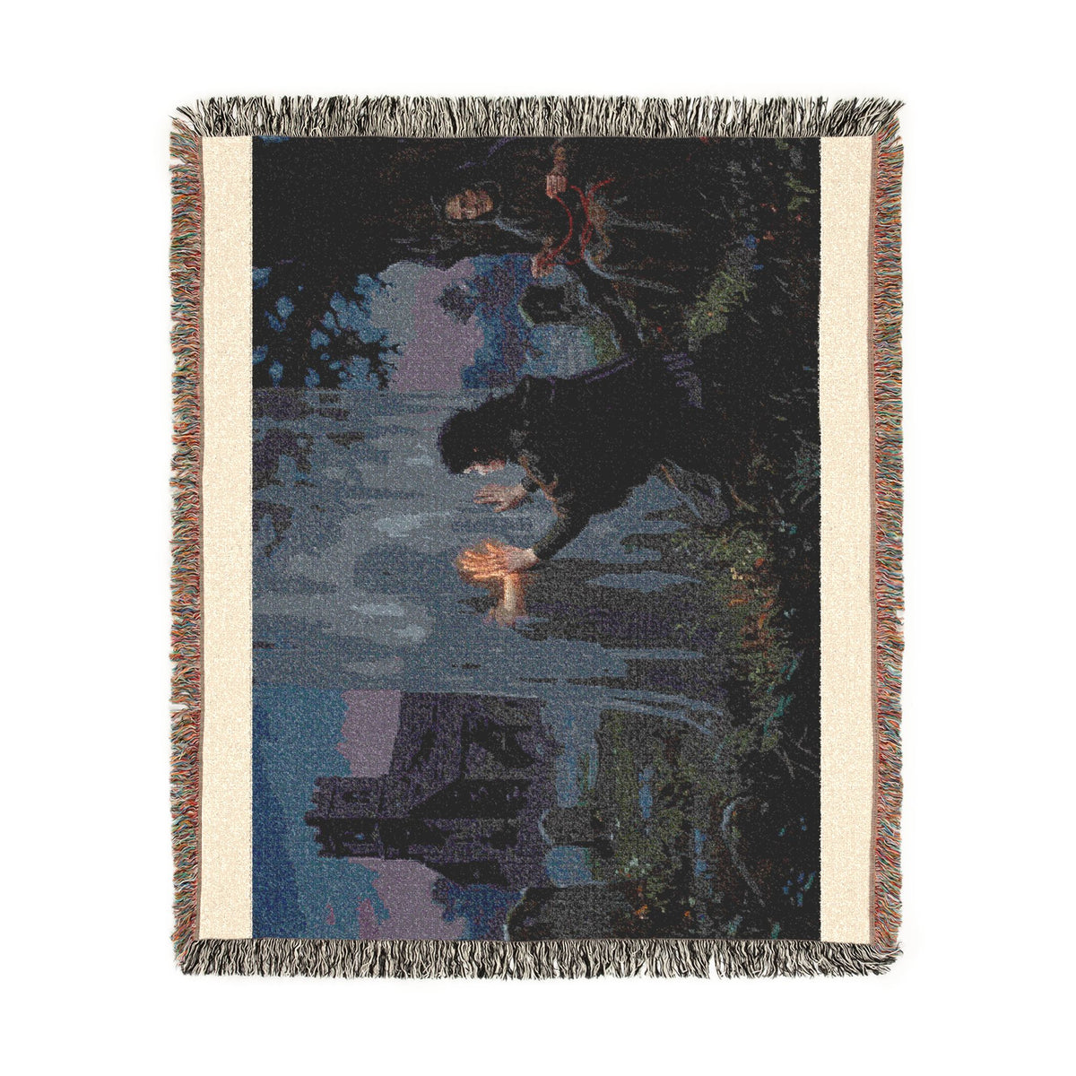 Woven Blanket - Gothic Lantern Night Scene Throw Blanket