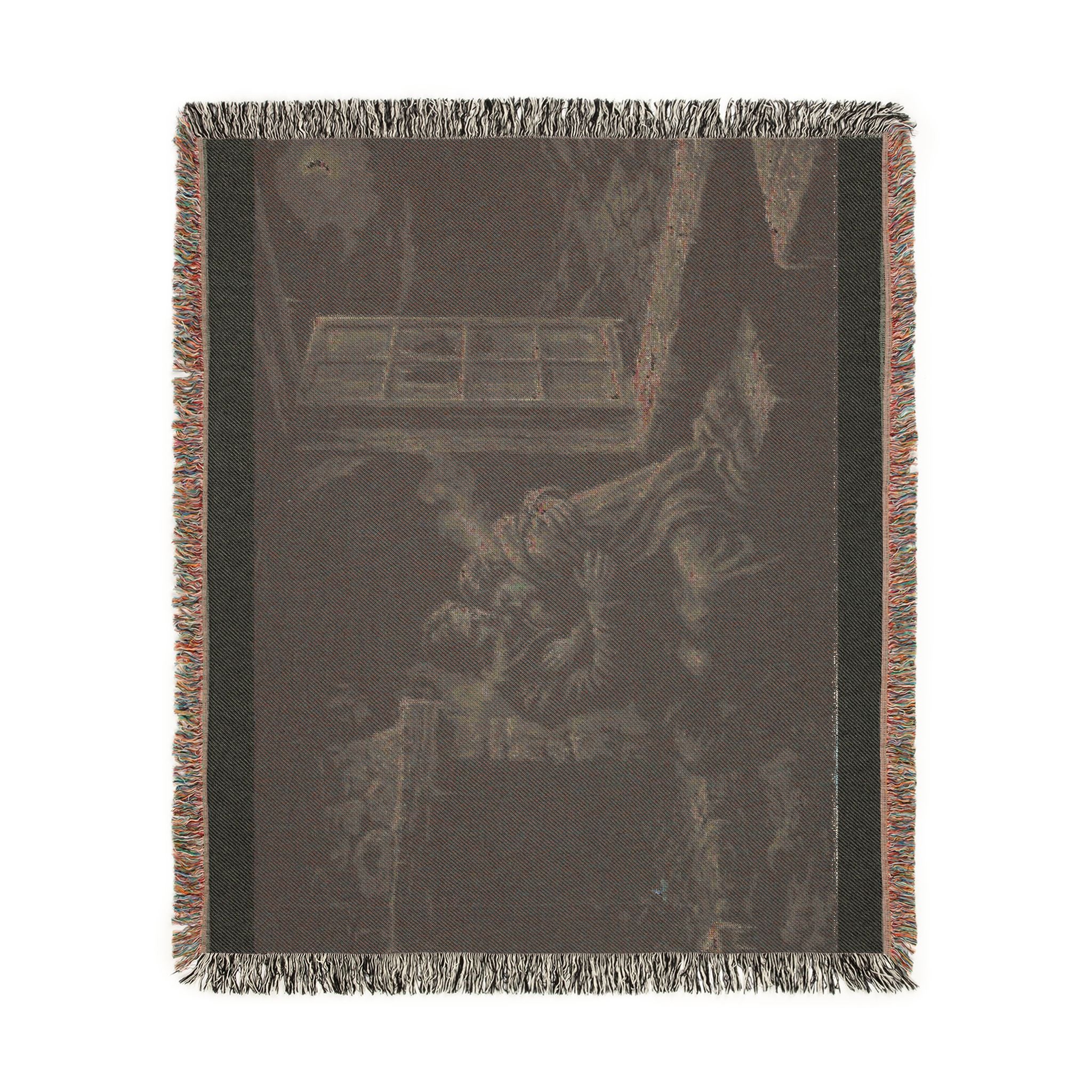 Moonlit Window Woven Blanket — Romantic Vintage Couple Throw