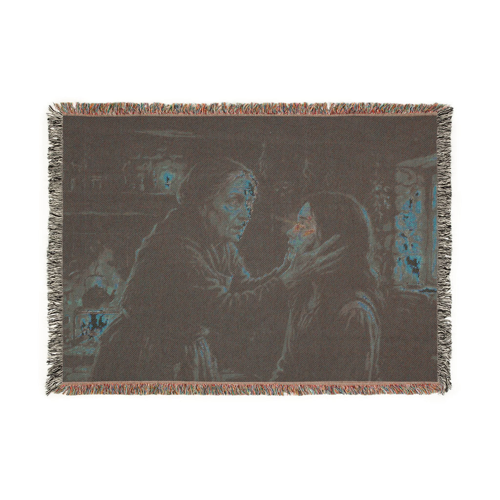 Candlelit Study Woven Blanket — Gothic Occult Reading Throw