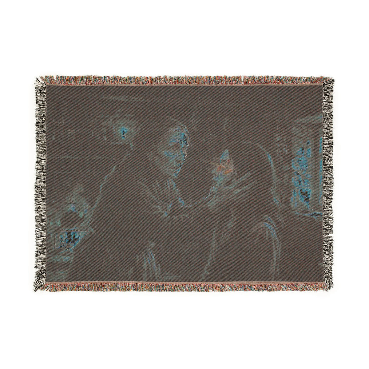 Candlelit Study Woven Blanket — Gothic Occult Reading Throw