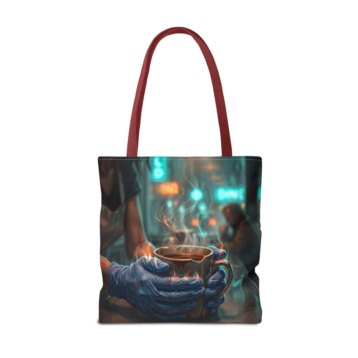 Cold Hands Warm Cup Tote Bag - Cozy Noir Diner Book Bag