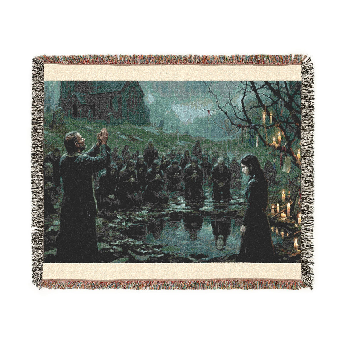 Gothic Lantern Procession Woven Blanket