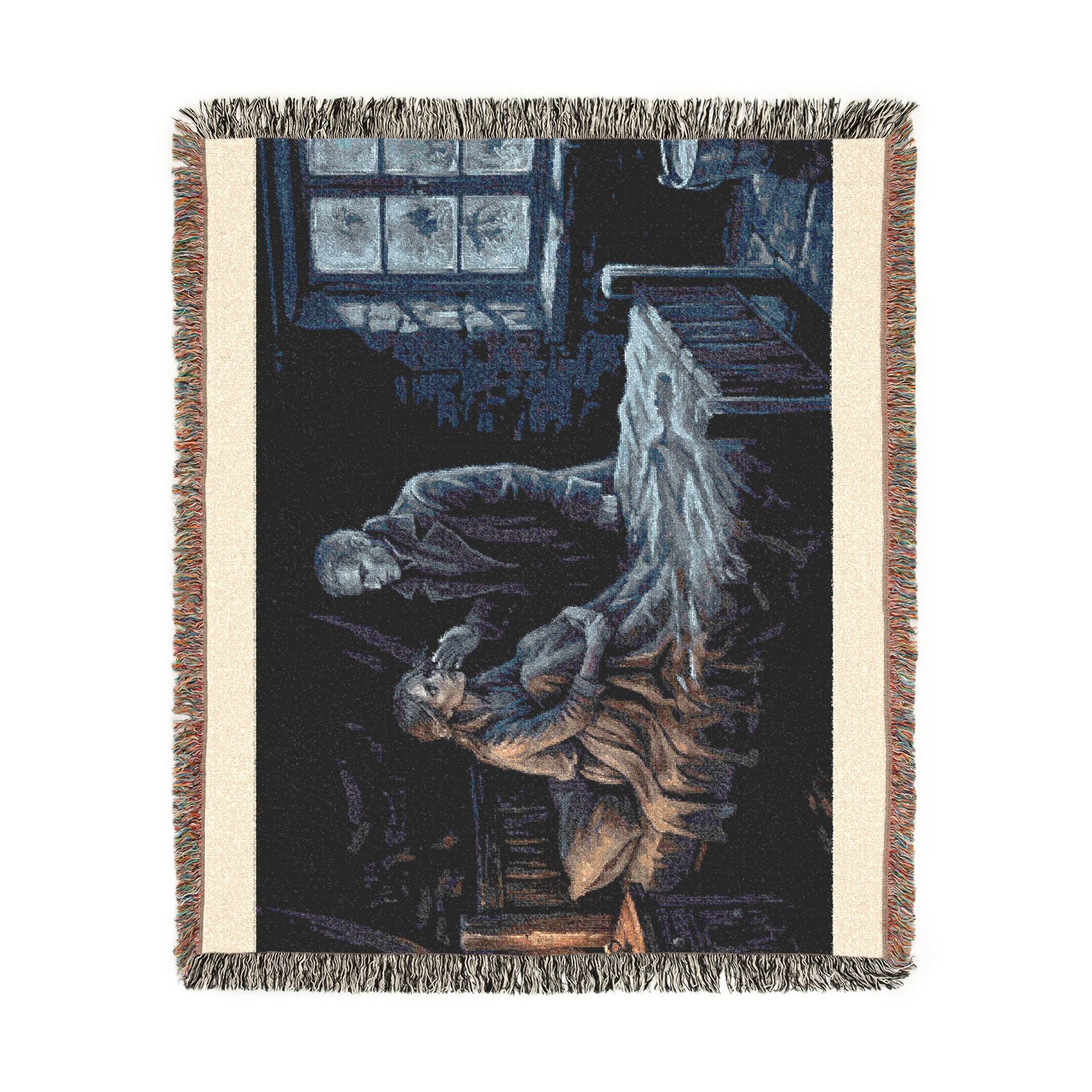 Candlelit Interior Woven Blanket — Victorian Dark Romance Throw