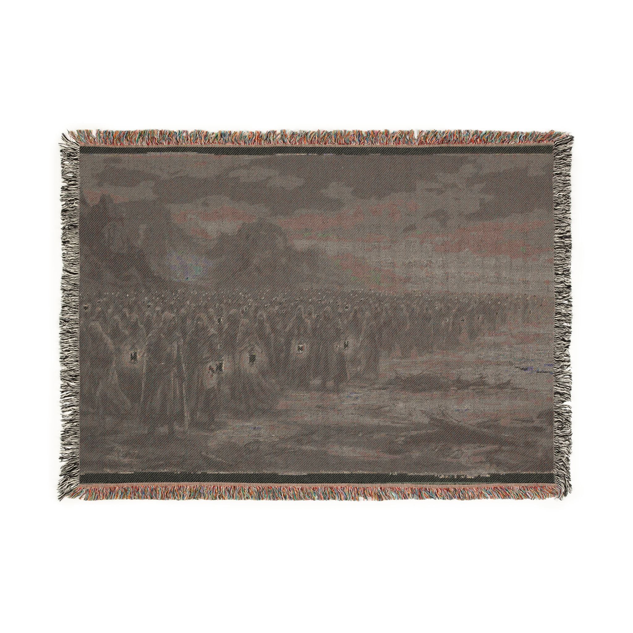 Lantern-Lit Coastal Woven Blanket — Gothic Shore Night Throw