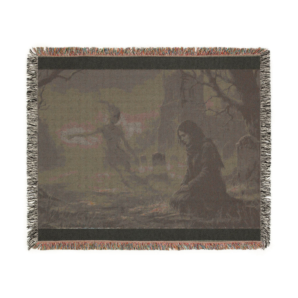 Dusk Forest Woven Blanket — Witchy Mystic Twilight Throw