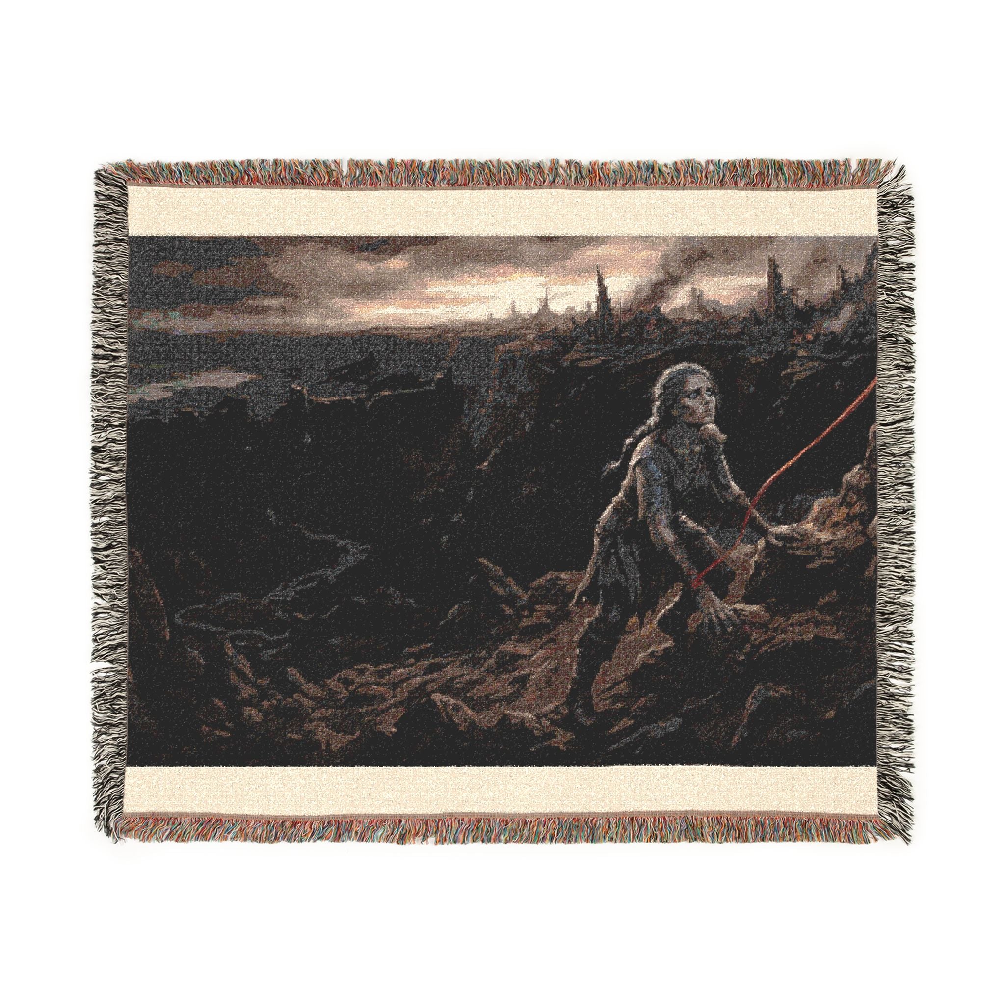 Viking Fisherman Woven Blanket – Norse Coastal Landscape Throw