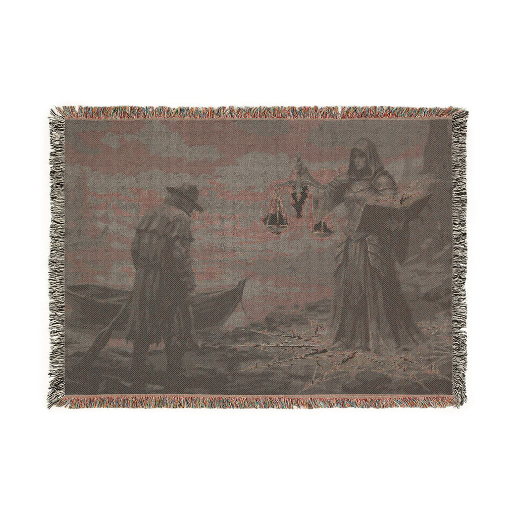 Old Sea Tale Woven Blanket — Viking Mythic Tapestry Throw