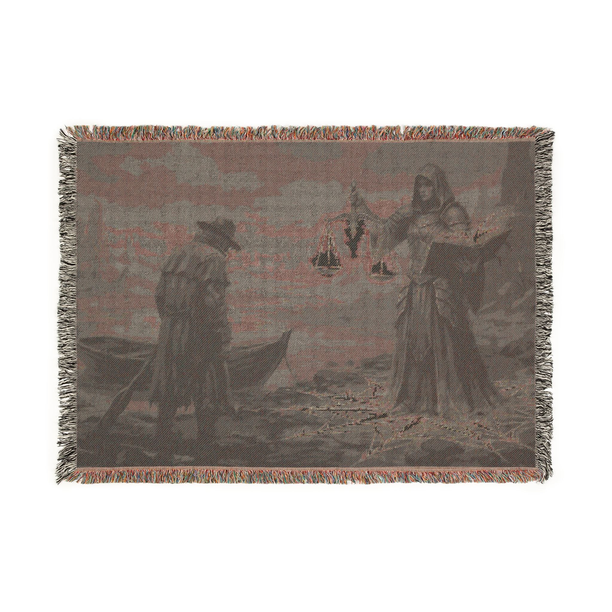 Old Sea Tale Woven Blanket — Viking Mythic Tapestry Throw