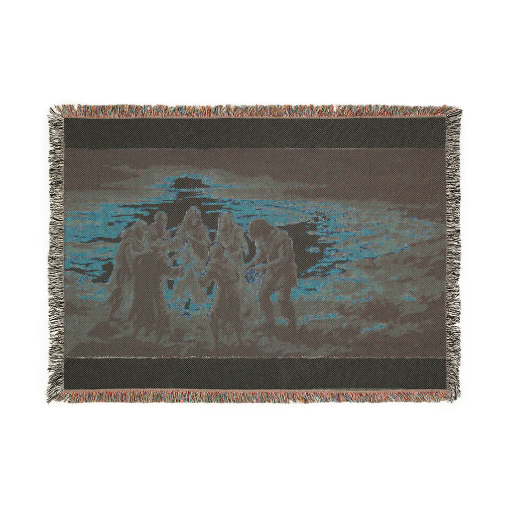 Nativity Scene Woven Blanket - Rustic Christmas Throw