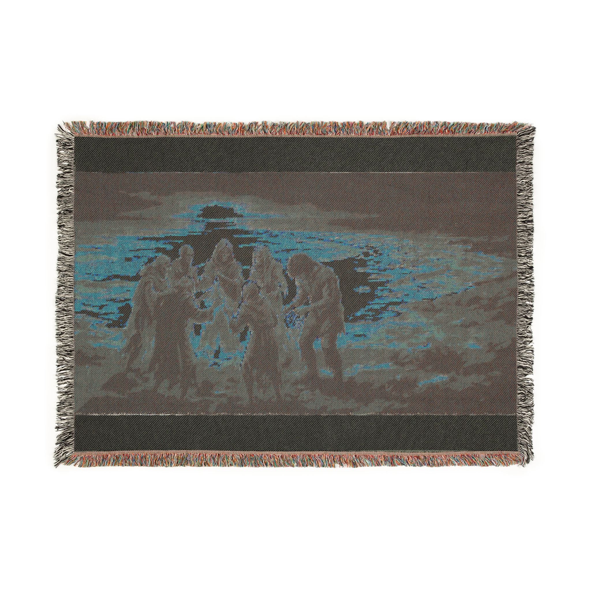 Nativity Scene Woven Blanket - Rustic Christmas Throw
