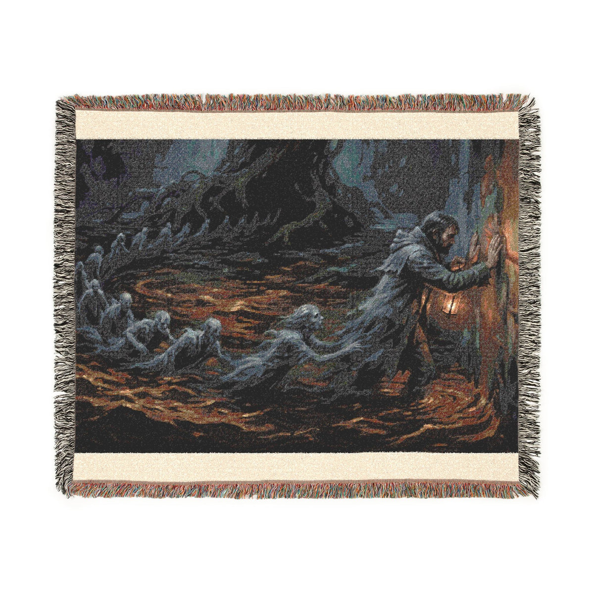 Gothic Lantern Woven Blanket – Haunted Traveler Throw