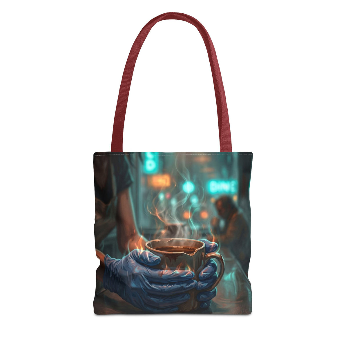 Cold Hands Warm Cup Tote Bag - Cozy Noir Diner Book Bag