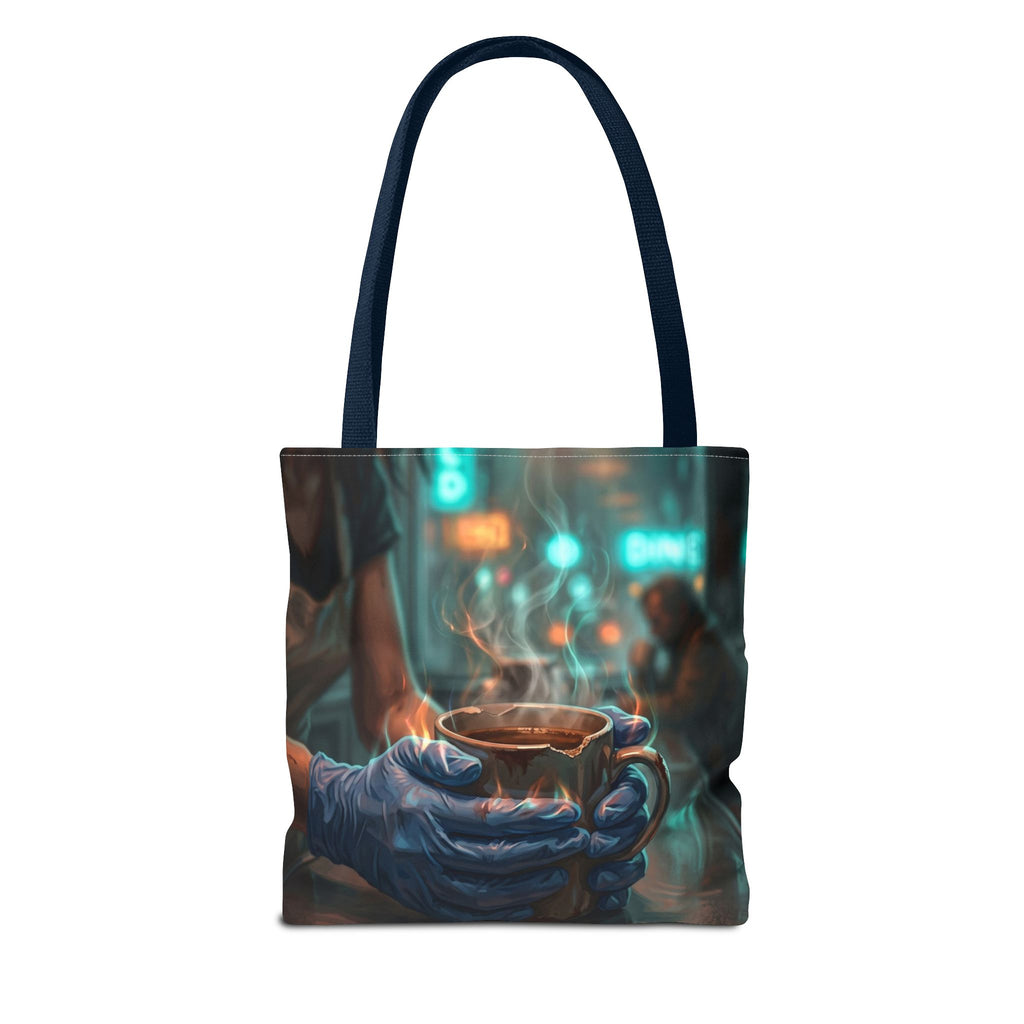 Cold Hands Warm Cup Tote Bag - Cozy Noir Diner Book Bag