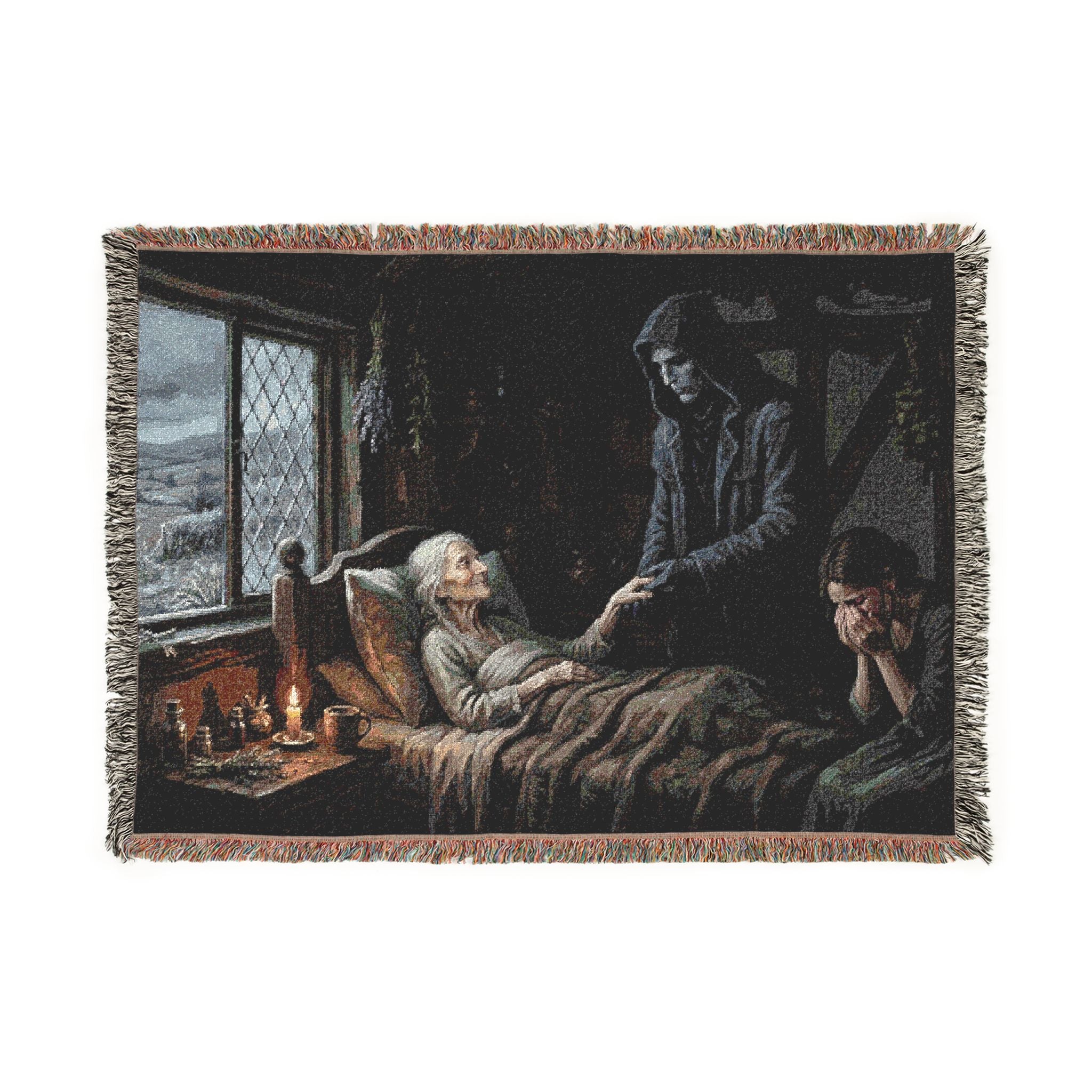 Candlelit Victorian Woven Blanket — Gothic Literary Throw