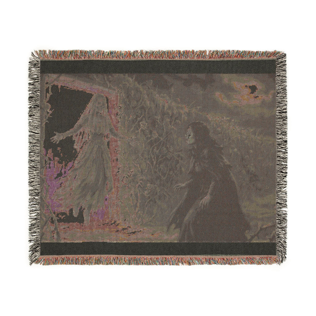 Gothic Mirror Woven Blanket — Haunting Phantom Reflection Throw