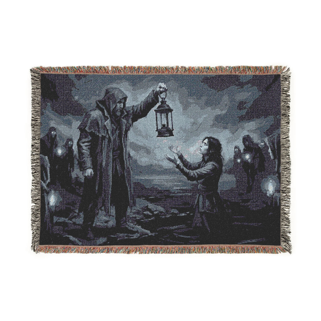 Lantern Light Woven Blanket — Gothic Reaching Hands Occult Throw