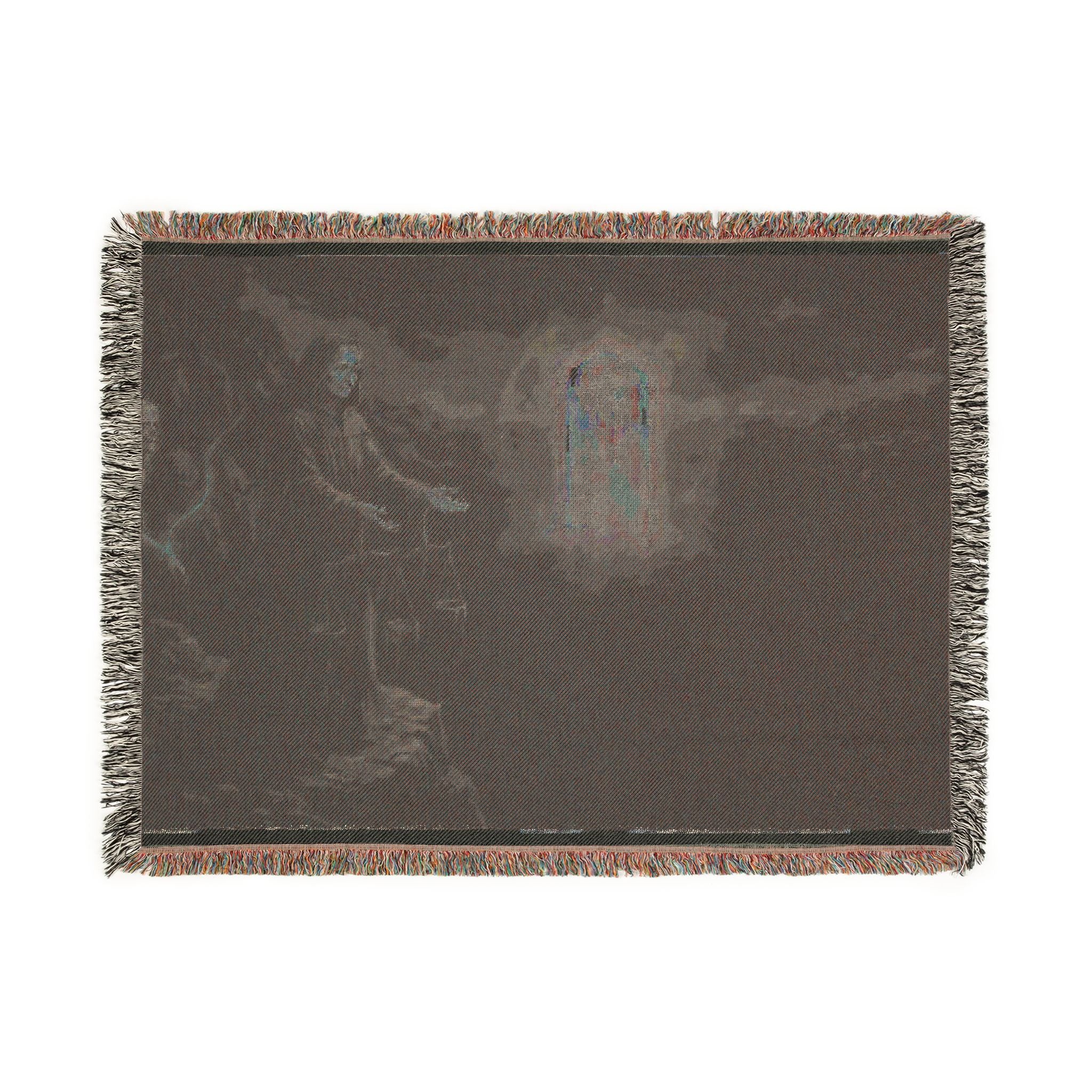 Gothic Tarot Woven Blanket — Mystic Doorway & Seer Throw