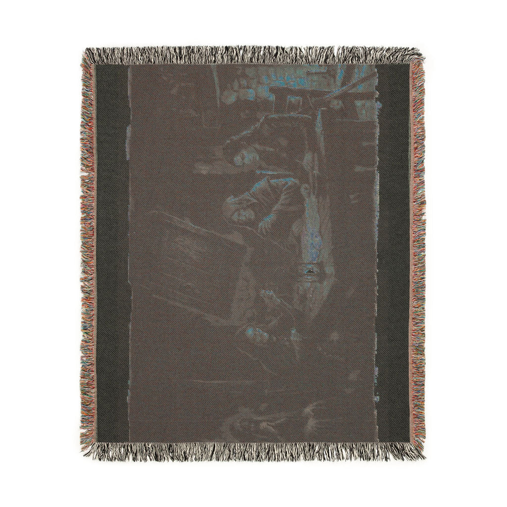 Firelit Reading Woven Blanket — Rustic Cabin Vintage Throw