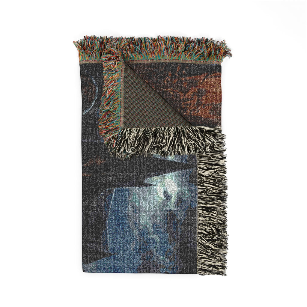 Gothic Night Woven Blanket — Moonlit Cemetery Scene Throw