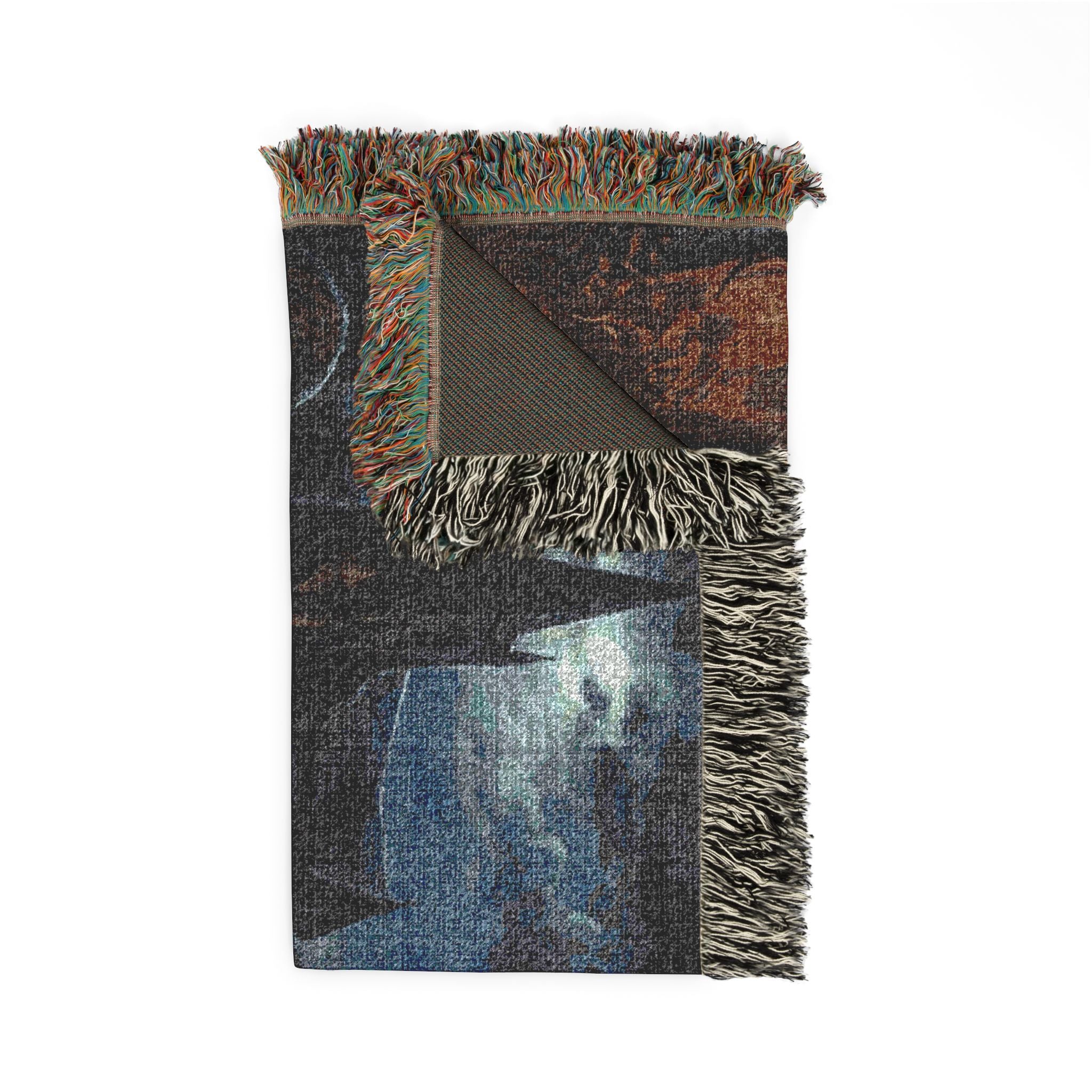 Gothic Night Woven Blanket — Moonlit Cemetery Scene Throw