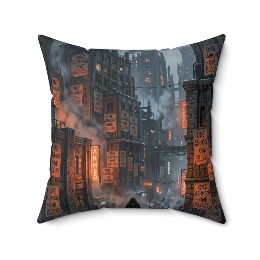 One Ashmoor One Blood Throw Pillow - Dark Fantasy City Accent Cushion