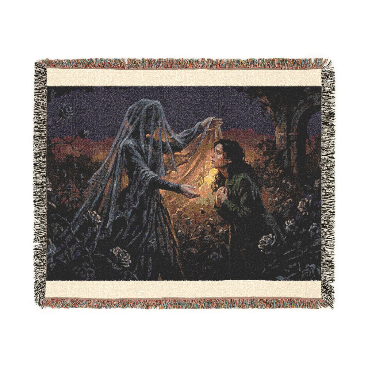 Gothic Lantern Ghost Woven Blanket