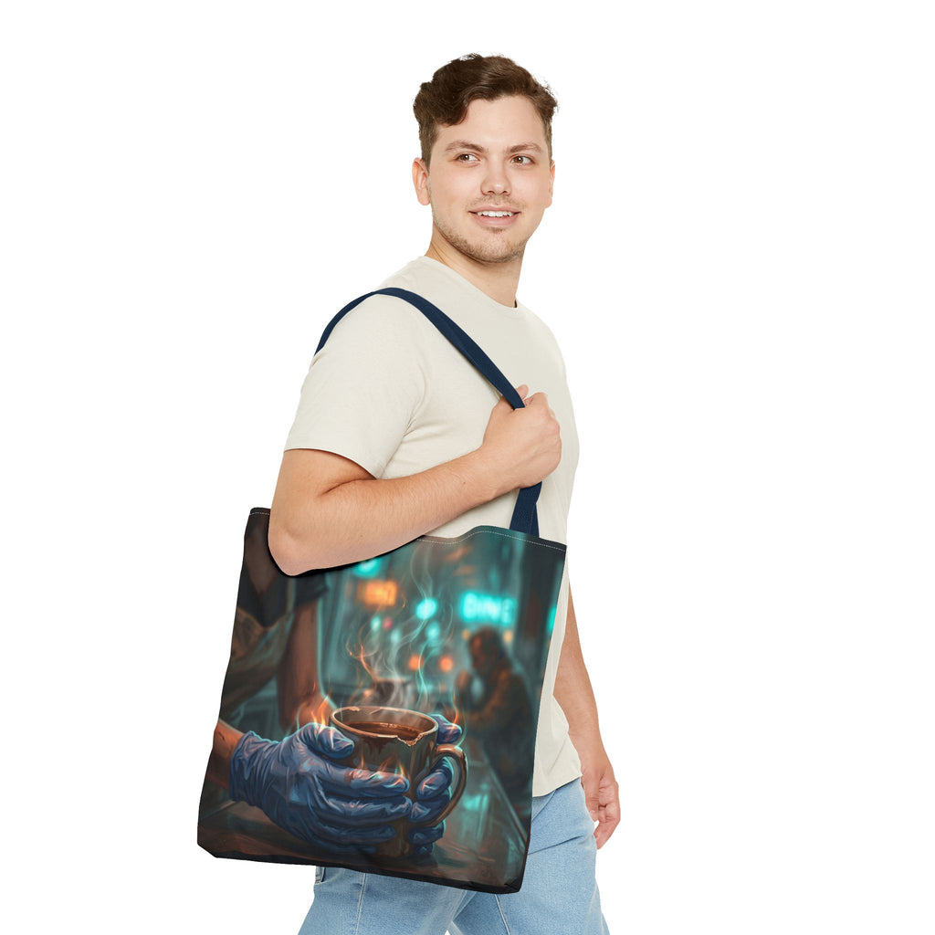 Cold Hands Warm Cup Tote Bag - Cozy Noir Diner Book Bag