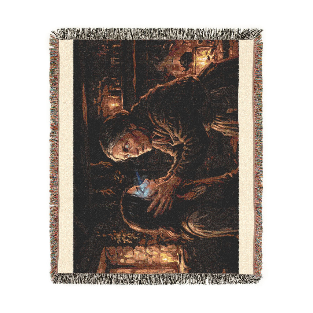 Candlelit Study Woven Blanket — Gothic Occult Reading Throw
