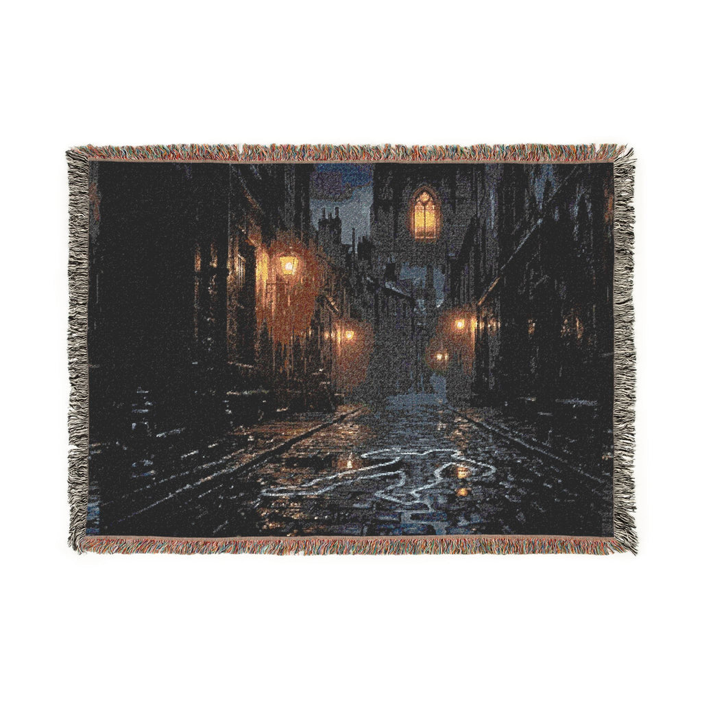 Candlelit Church Path Woven Blanket — Quiet Evening Prayer Throw