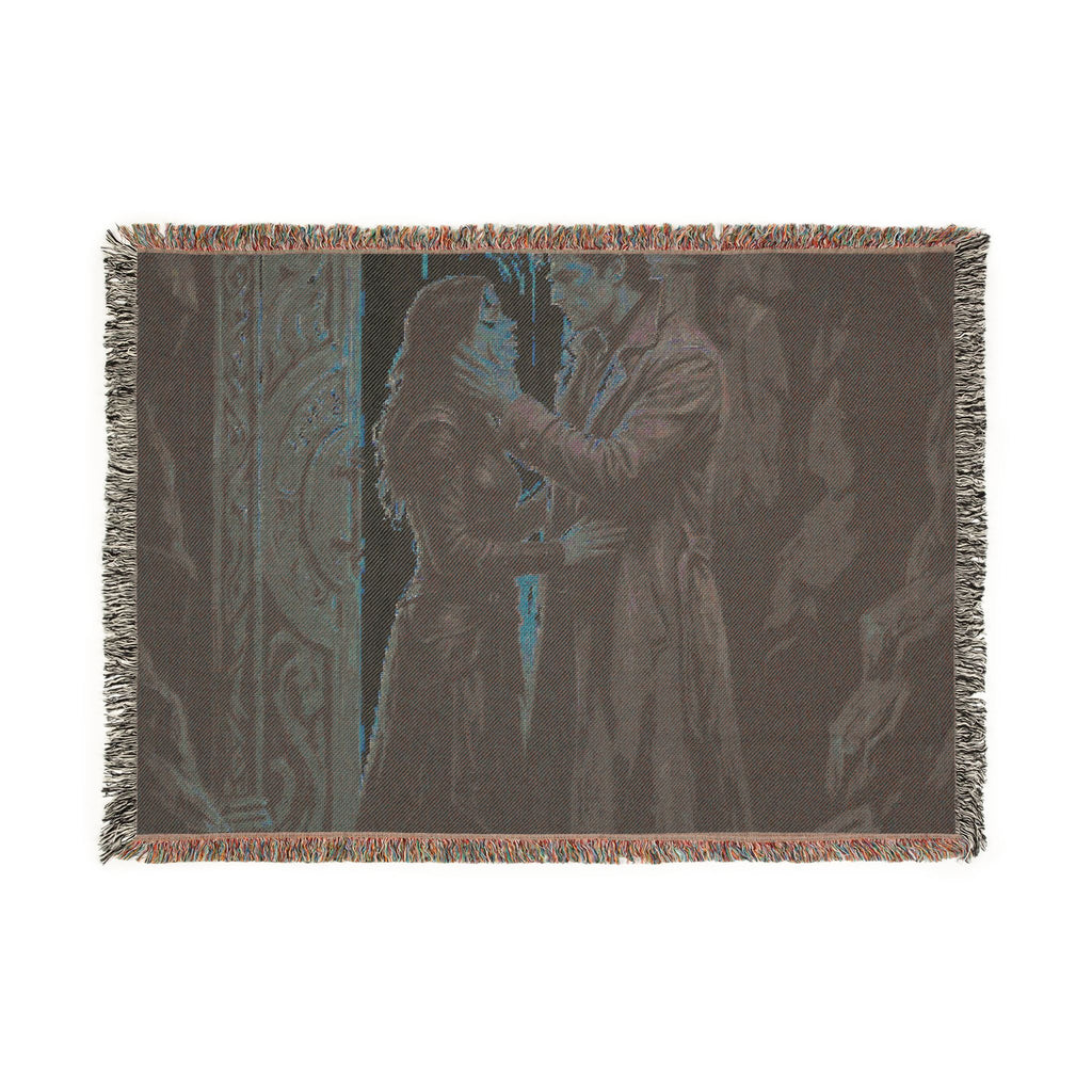 Romantic Medieval Couple Woven Blanket – Cozy Castle-Inspired Throw for Fans of Historical Romance