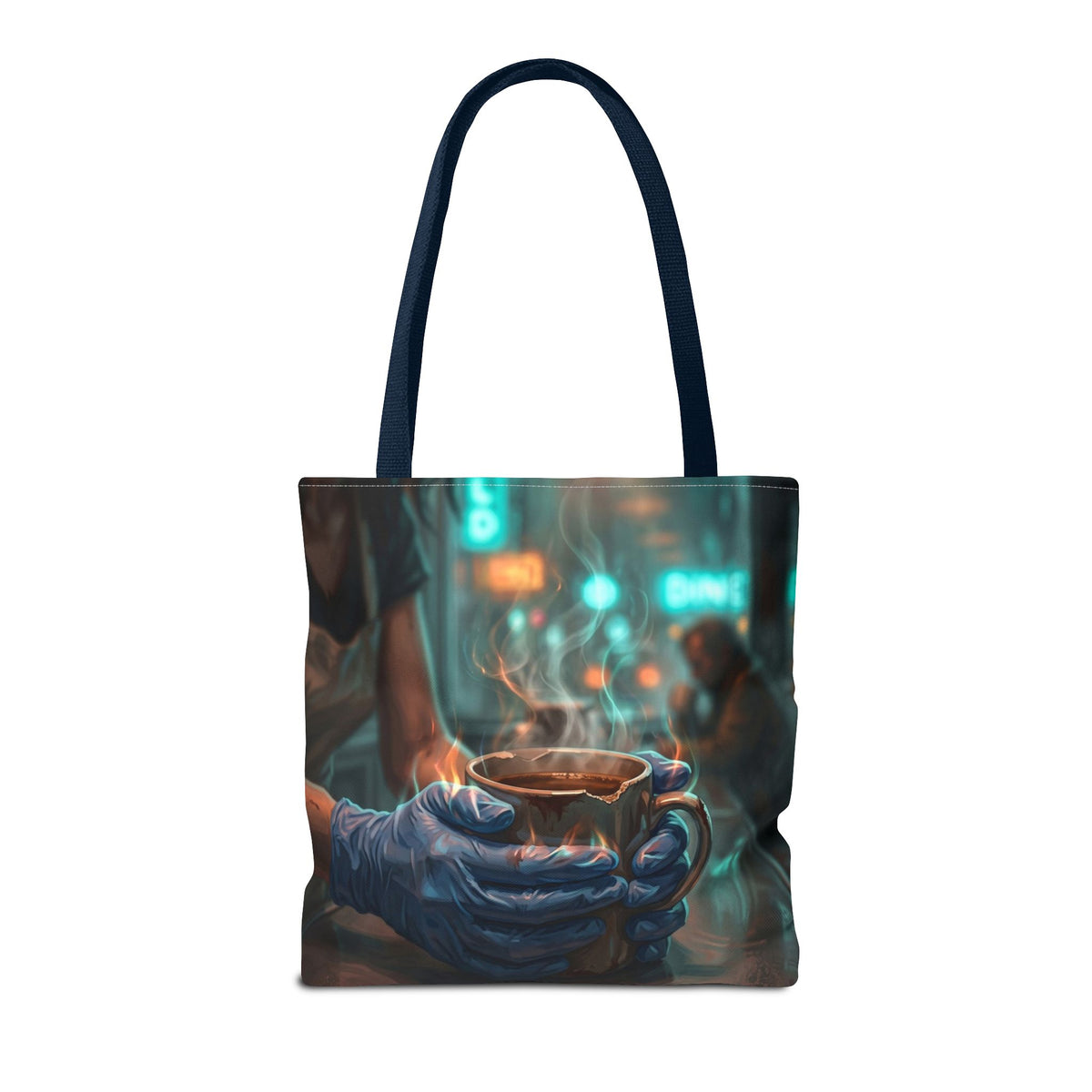 Cold Hands Warm Cup Tote Bag - Cozy Noir Diner Book Bag