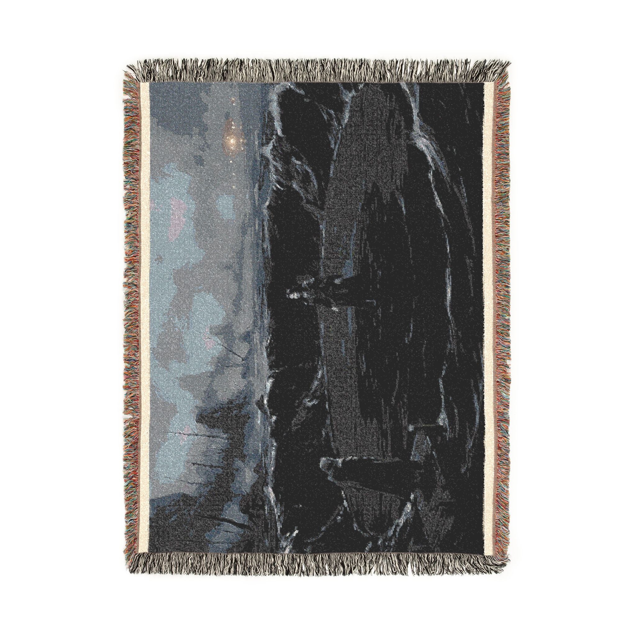 Ocean Night Woven Blanket — Moody Seascape Throw for Coastal Decor & Gift