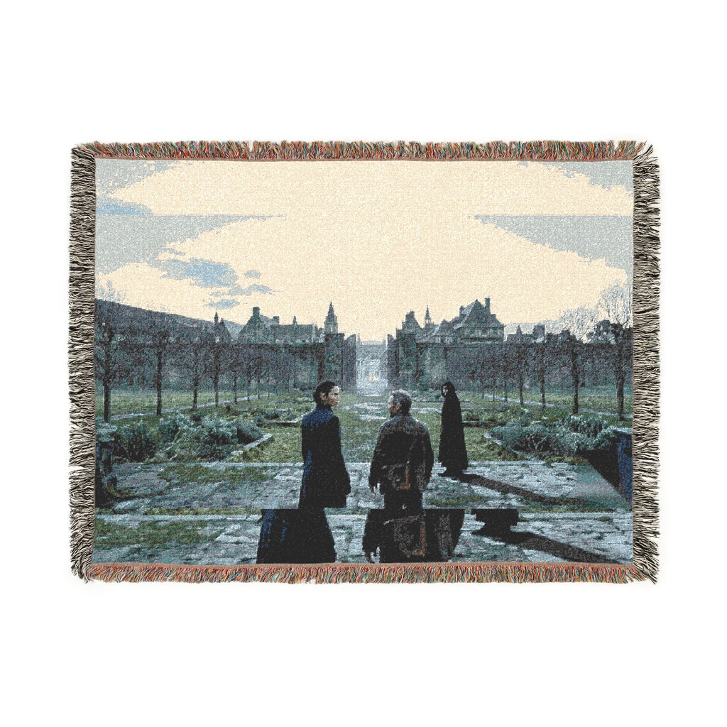 Gothic Castle Scene Woven Blanket — Vintage Travelers Tapestry Throw