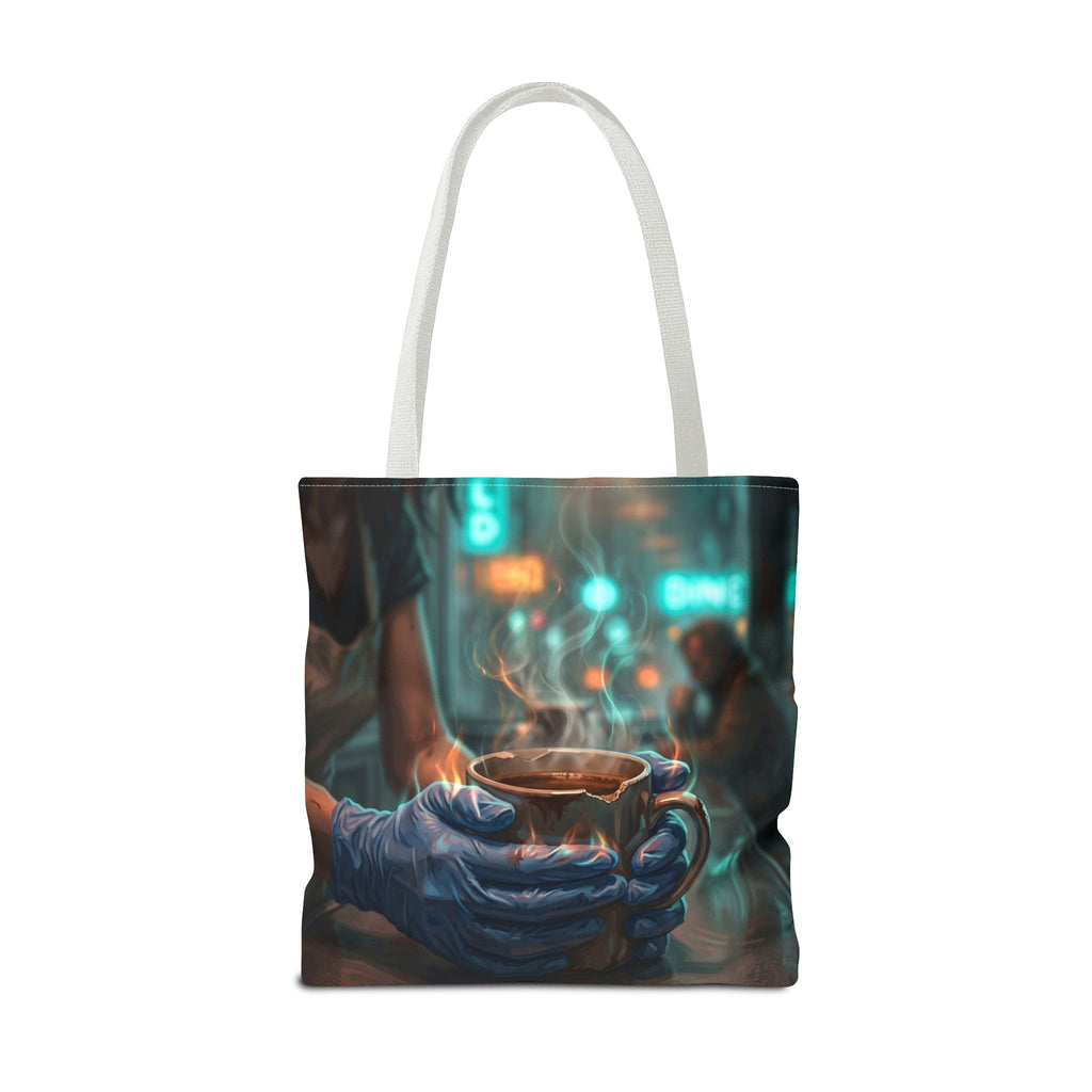Cold Hands Warm Cup Tote Bag - Cozy Noir Diner Book Bag