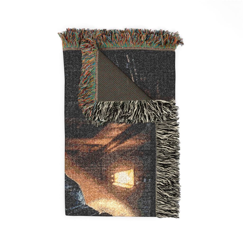 Sable in the Rain Woven Blanket — Cozy Night Reader Throw