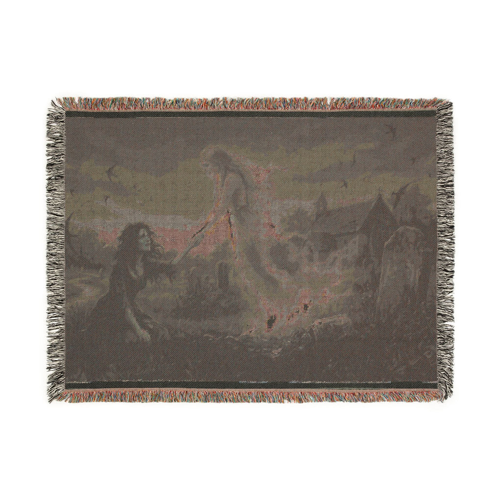 Gothic Angel & Mourner Woven Blanket — Haunted Night Throw