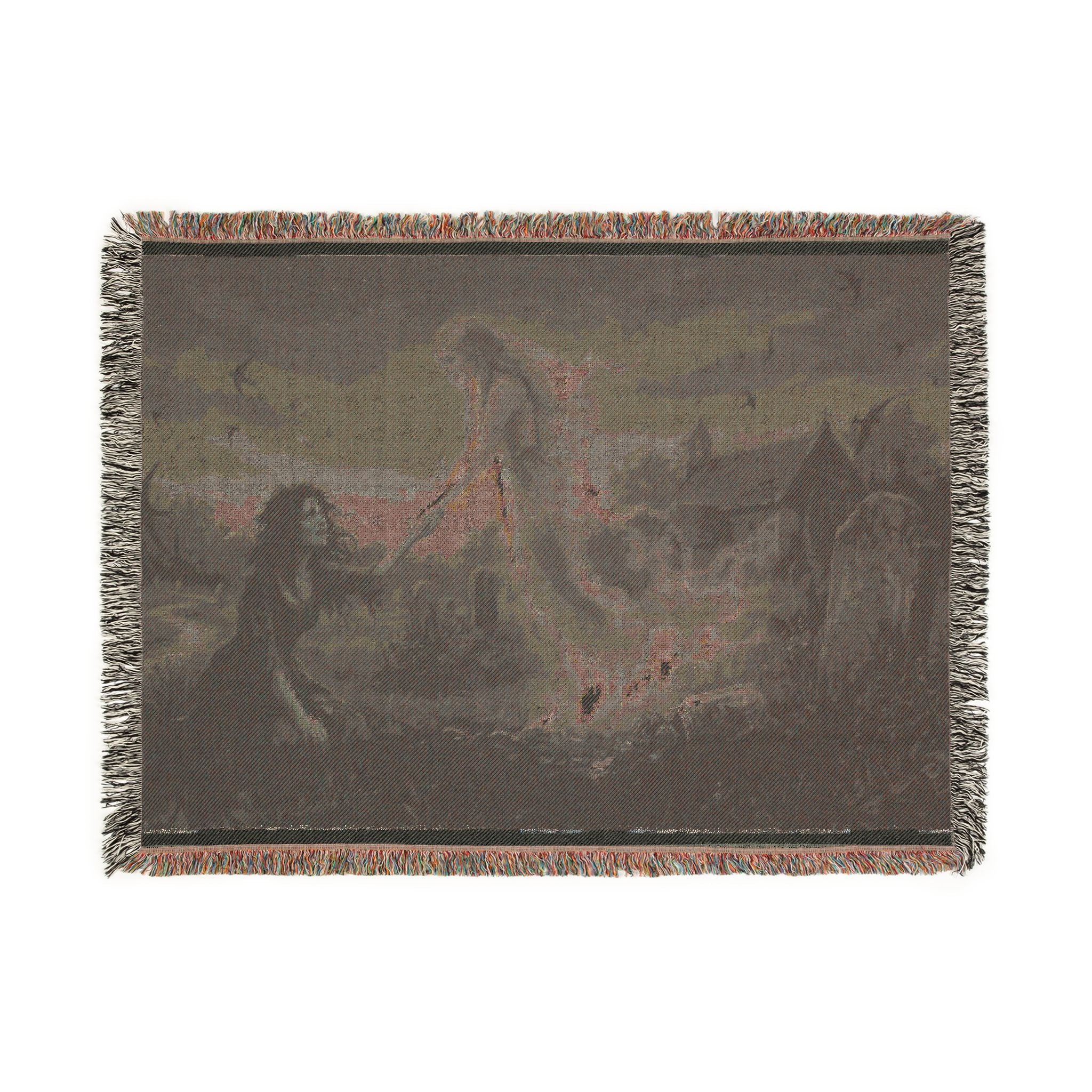 Gothic Angel & Mourner Woven Blanket — Haunted Night Throw