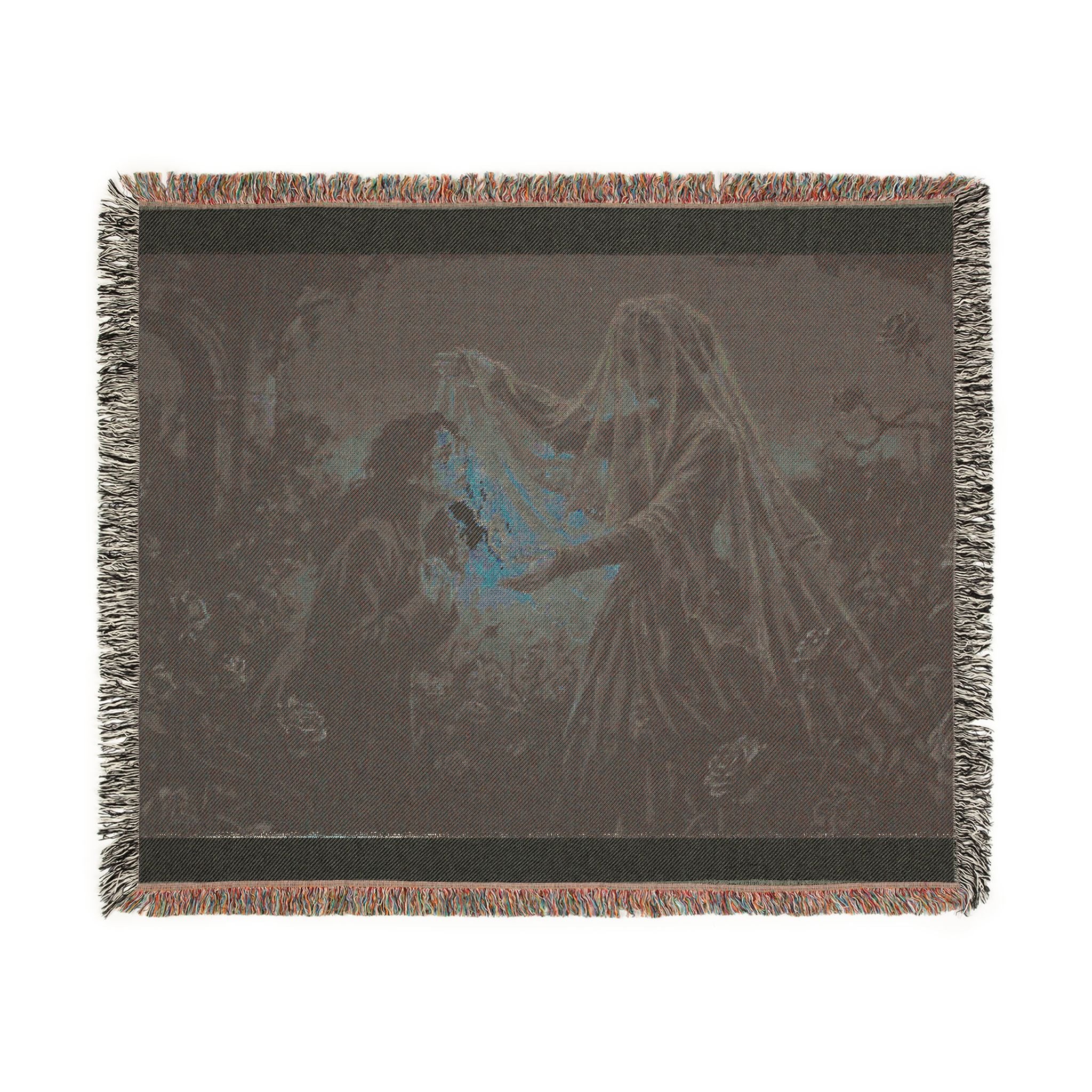 Gothic Lantern Ghost Woven Blanket