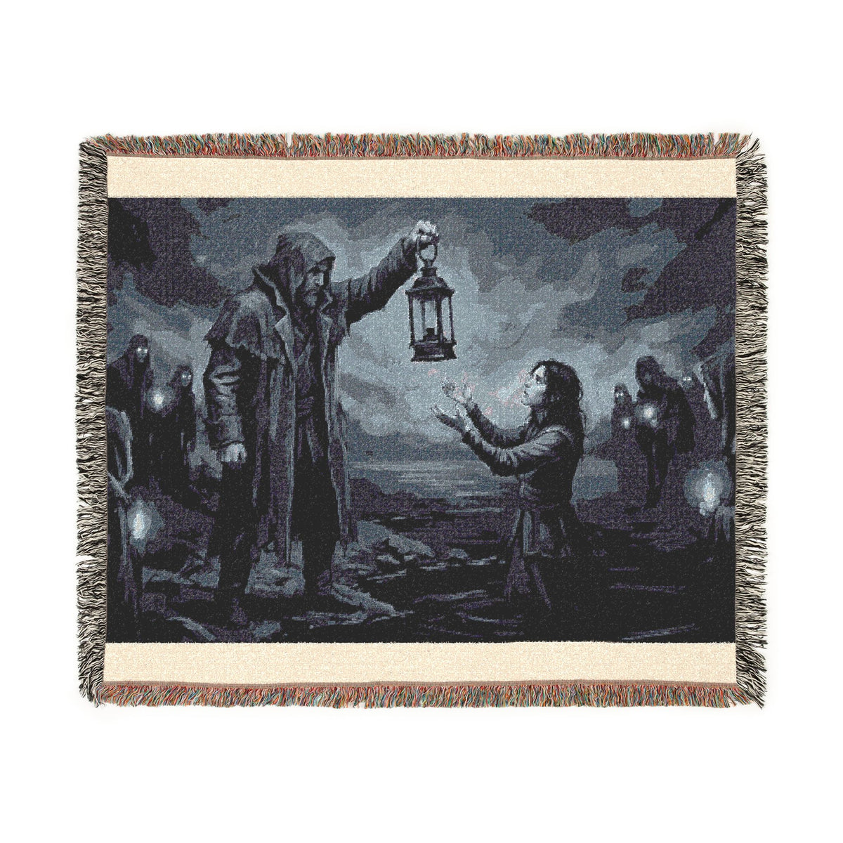 Lantern Light Woven Blanket — Gothic Reaching Hands Occult Throw