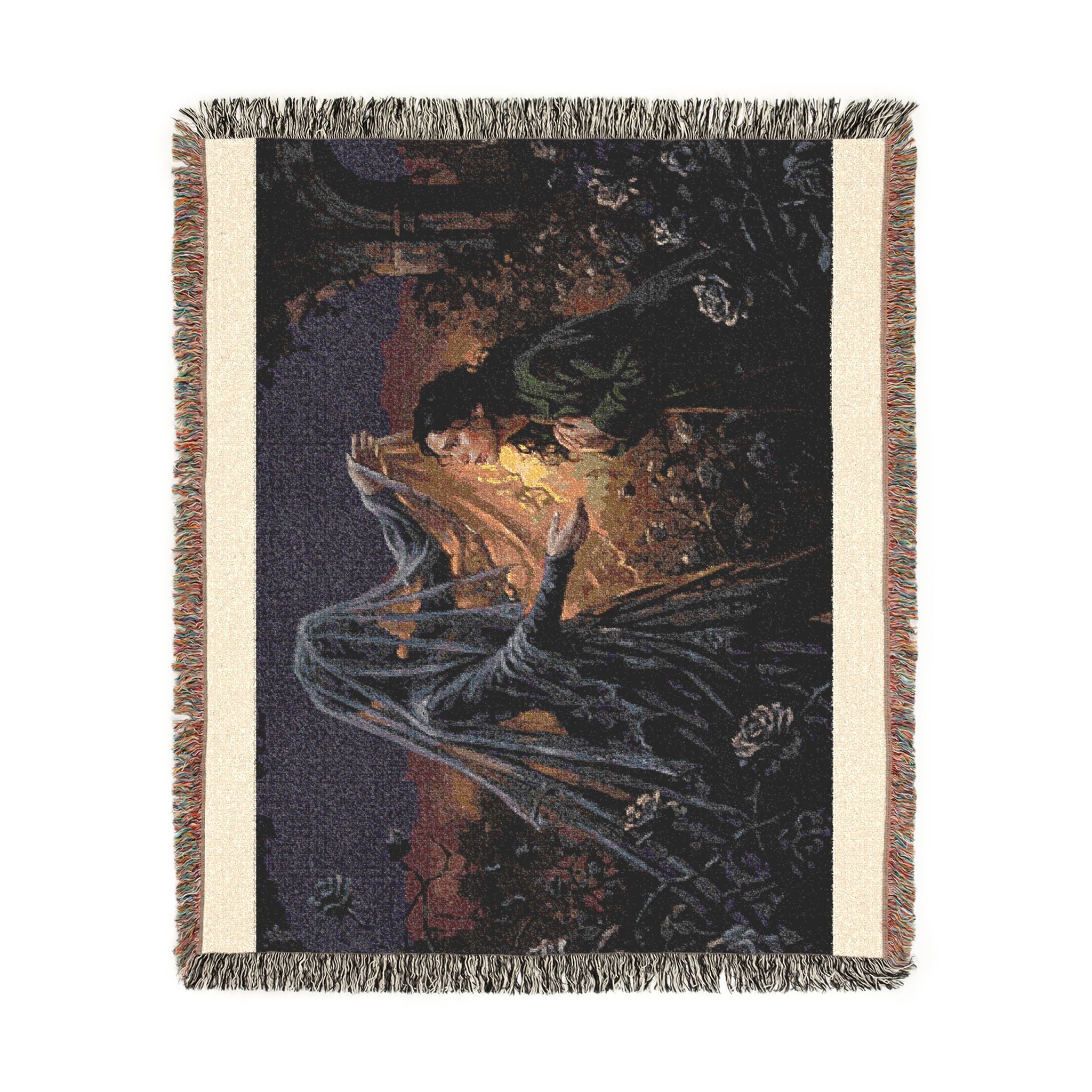 Gothic Lantern Ghost Woven Blanket