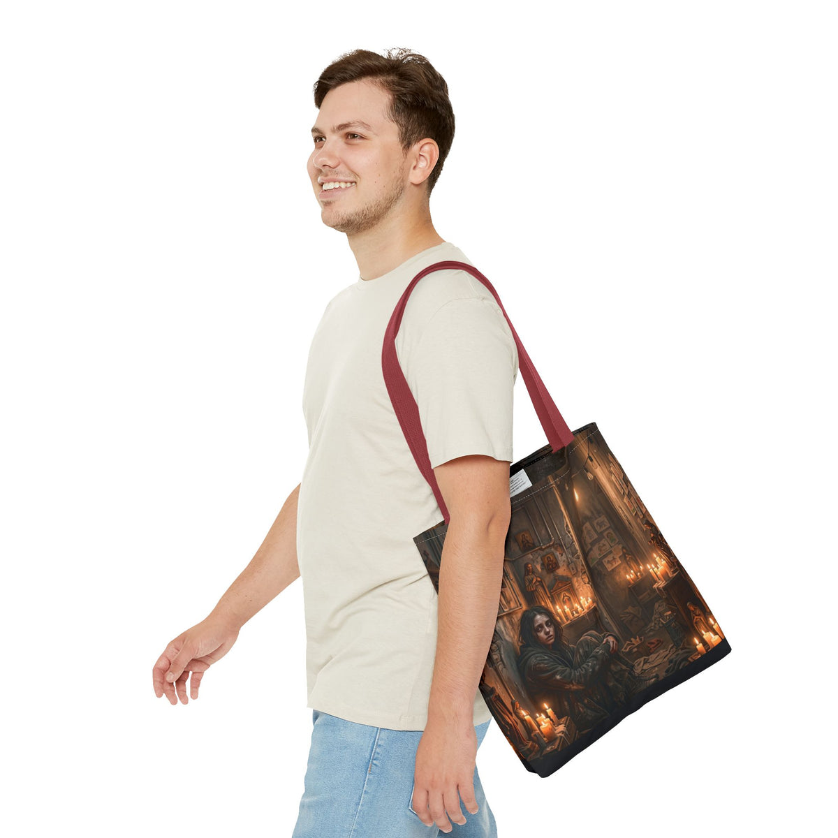 Candlelit Vigil Tote Bag - Gothic Shrine Dark Romance Book Bag