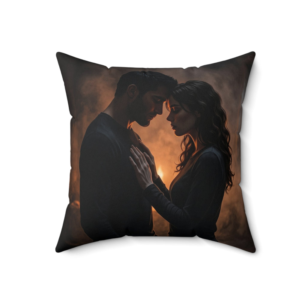 Two Shadows One Flame Throw Pillow - Dark Romance Accent Cushion