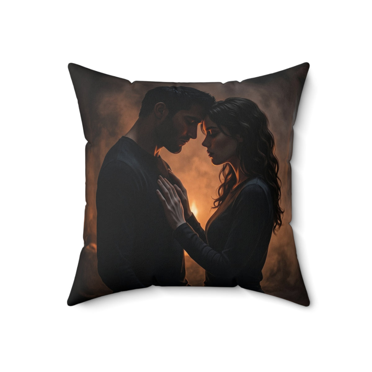 Two Shadows One Flame Throw Pillow - Dark Romance Accent Cushion