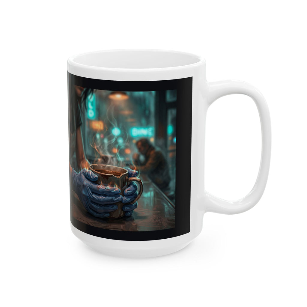 Cold Hands Warm Cup Ceramic Mug - Cozy Noir Diner Coffee Cup