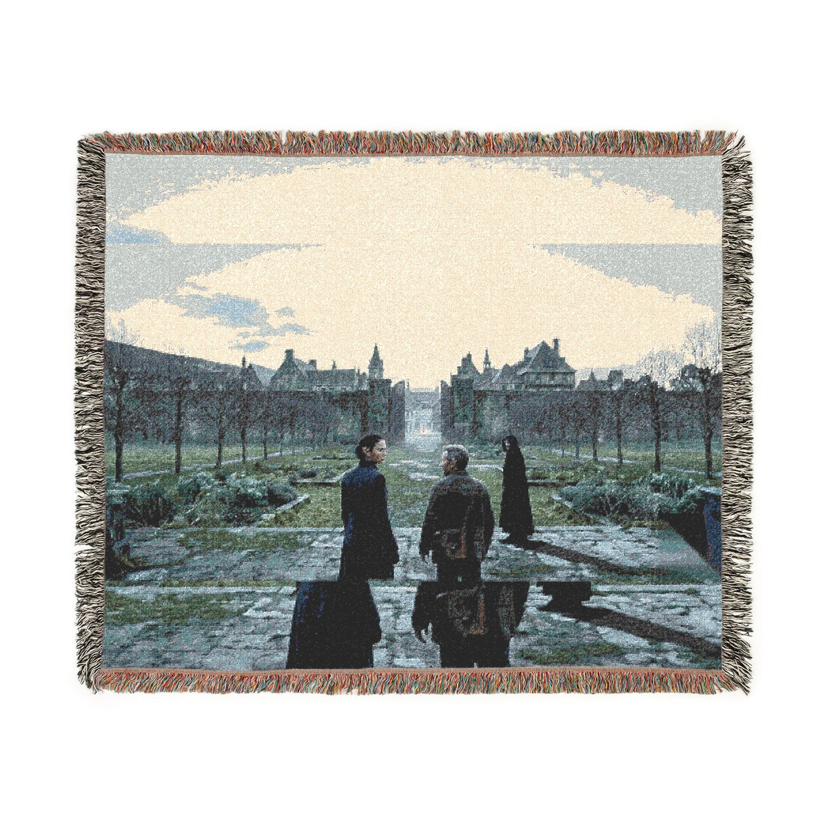 Gothic Castle Scene Woven Blanket — Vintage Travelers Tapestry Throw