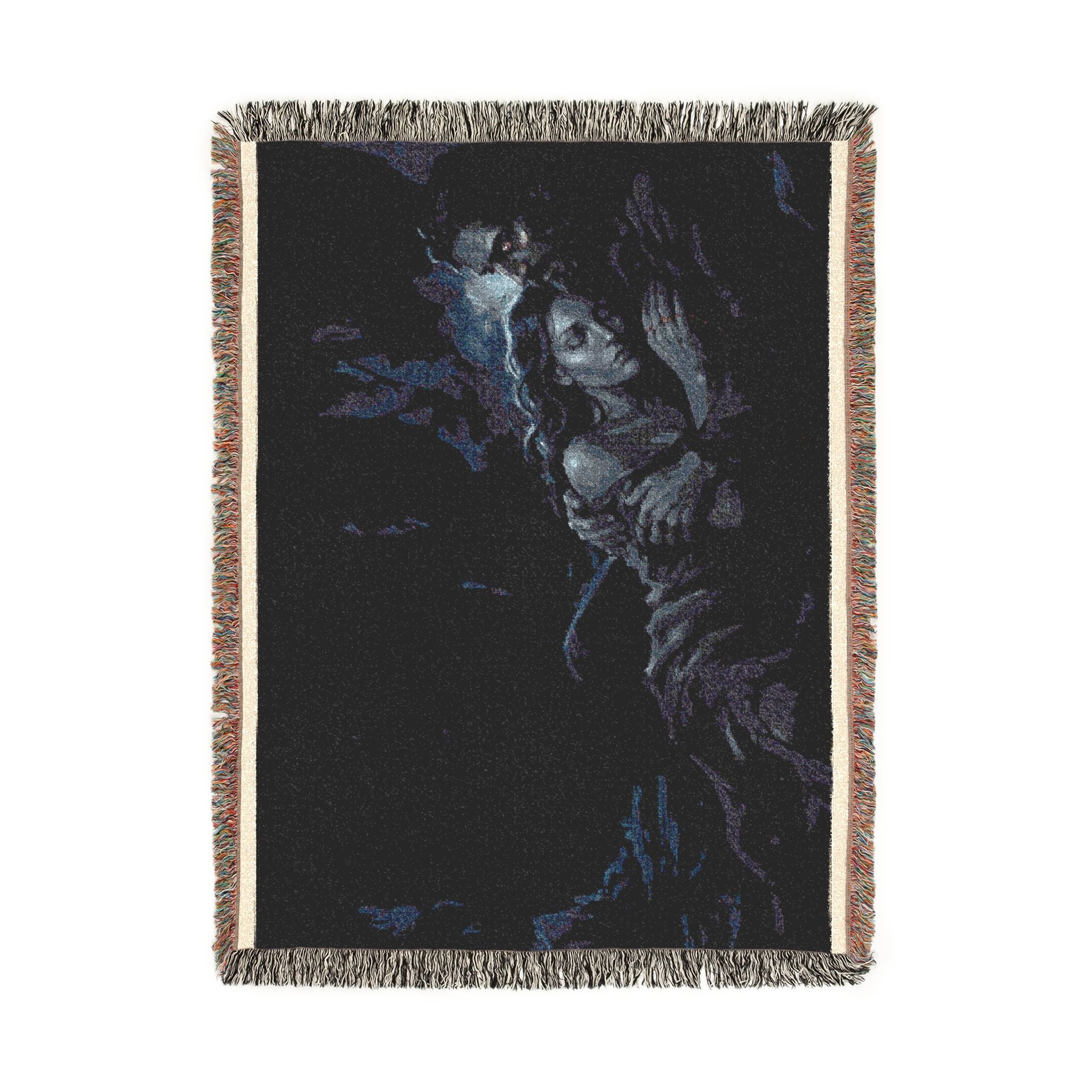 Moonlit Embrace Woven Blanket — Gothic Lovers Frostbound Night Throw