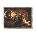 Mystic Bell Woven Blanket — Celtic Raven & Fire Tapestry Throw